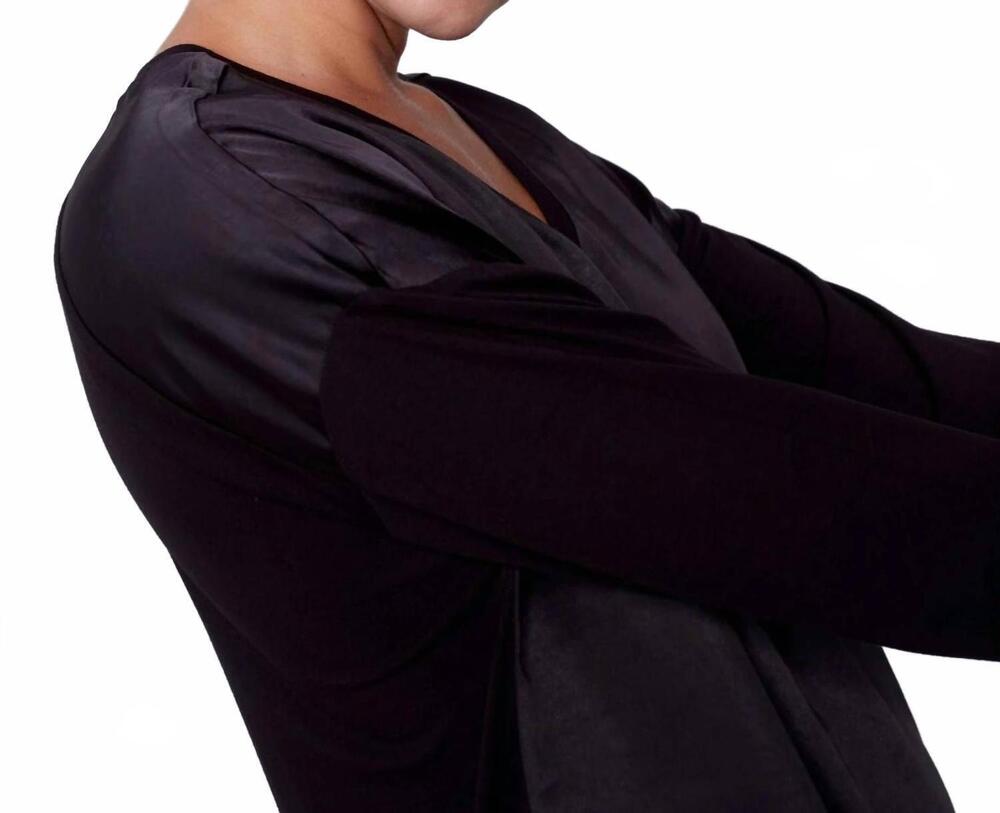 NEW CHARLIE B satin jersey knit top in black - Picture 6 of 6